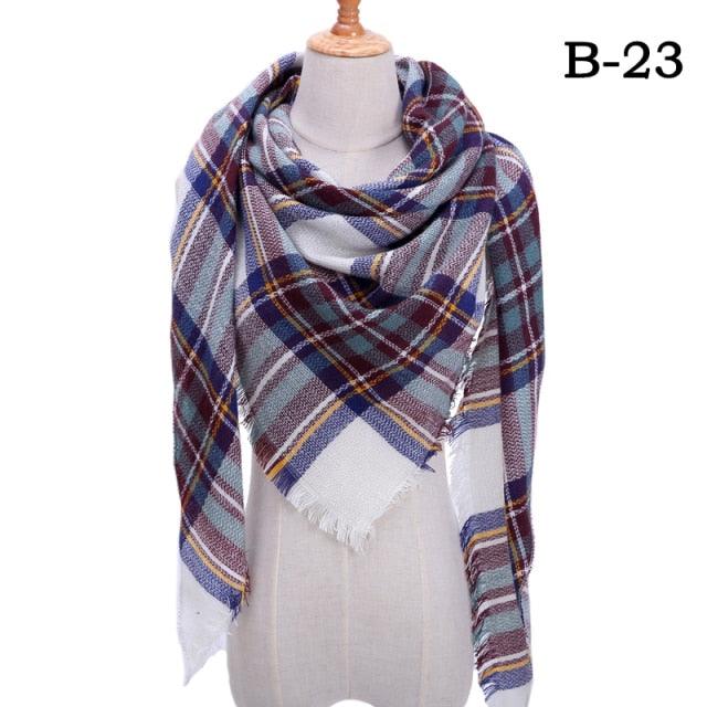 Plaid Pattern Triangle Scarves for Women  DAME BOHEME