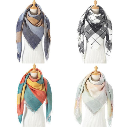 Plaid Pattern Triangle Scarves for Women  DAME BOHEME