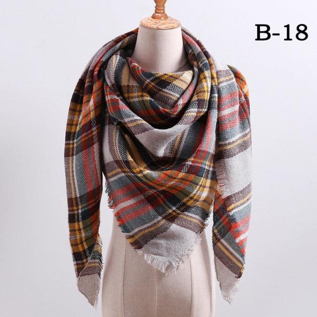 Plaid Pattern Triangle Scarves for Women  DAME BOHEME