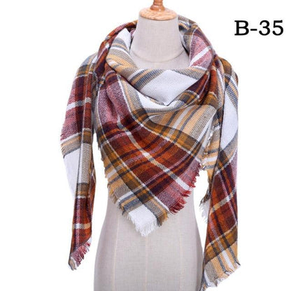 Plaid Pattern Triangle Scarves for Women  DAME BOHEME