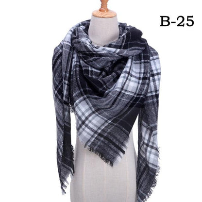 Plaid Pattern Triangle Scarves for Women  DAME BOHEME