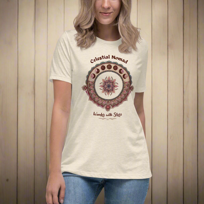 Celestial Nomad Boho Spiritual Women's Graphic T-Shirt  DAME BOHEME