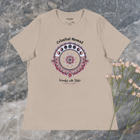 Celestial Nomad Boho Spiritual Women's Graphic T-Shirt  DAME BOHEME