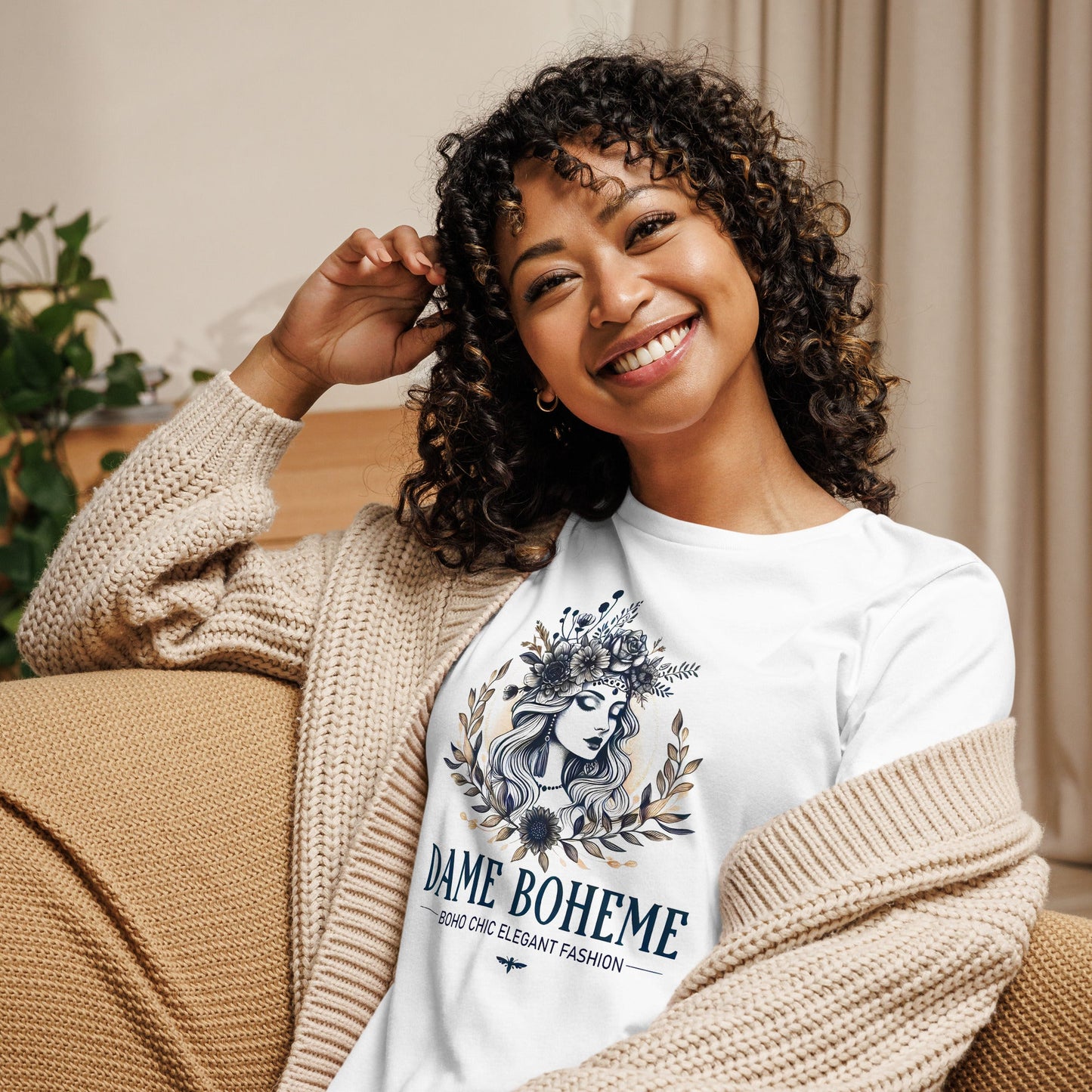 Dame Boheme Logo Women's Vintage Graphic T-Shirt  DAME BOHEME