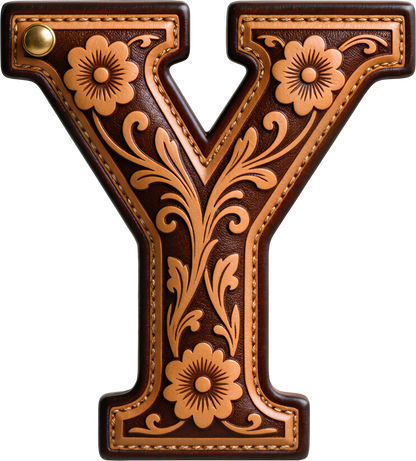 Monogrammed Initial Western Leather Look Saddle Longhorn Cowboy Cowgirl Kitchen Dish Towels Made in America  DAME BOHEME